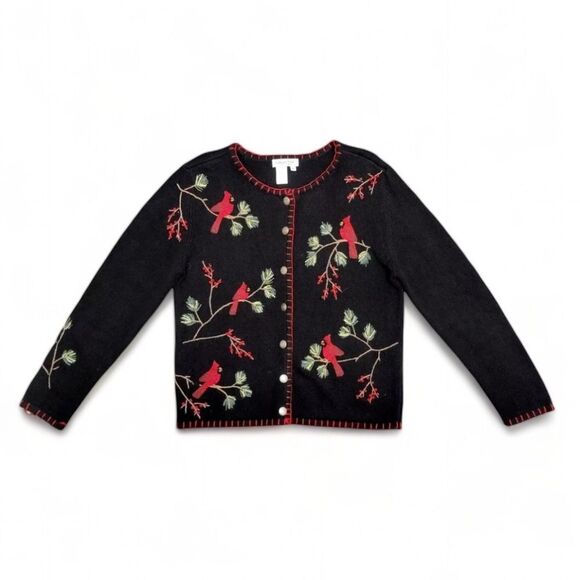 Coldwater Creek Cardinals Black Knit Cardigan Size XL - Picture 14 of 14